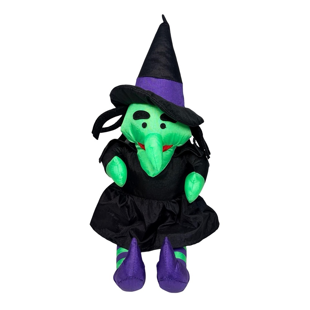 Vintage 1998 International‎ Silver Co Halloween Green Witch Plush Doll 10"